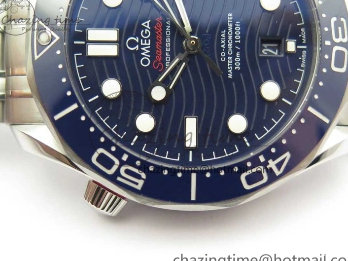 0424 ZeroBulk 2018 Seamaster Diver 300M OMF Best Edition Blue Ceramic Blue Dial on SS Bracelet A8800 (Black Balance Wheel) 7957